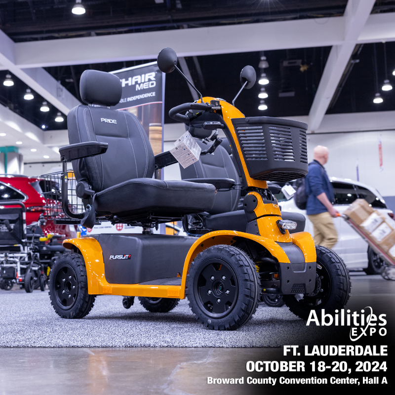 Alex testing equipment at the Abilities Expo in Fort Lauderdale