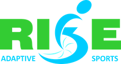 Blue and green Rise Adaptive Sports logo