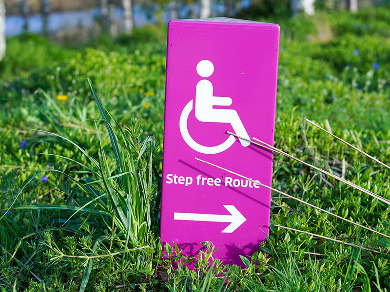 Studying Abroad with a disability. Image of Step Free Route Sign.