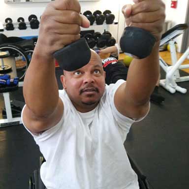 Exercise with disabilities.  Health and disability photo.