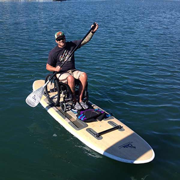 Paddling with a wheelchair.