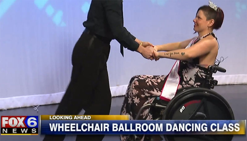 Ms Wheelchair Wisconsin, Autumn Nugent and her Rowheels prepare for Wisconsin's first ever dance mobility class, at the Fred Astaire Dance Studio of Brookfield, Wisconsin.