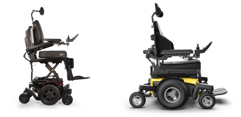 Two images of Sunrise Medical powerchairs: The Q300 M Mini and the Magic 360.