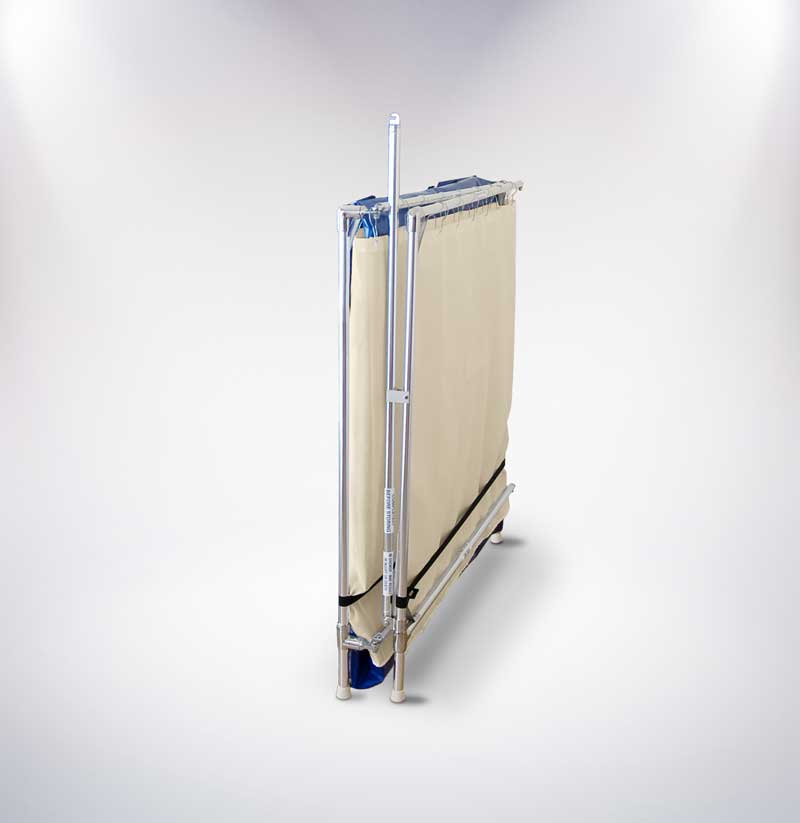 The B5000 model of the FAWSsit Portable Showers conveniently folds up.