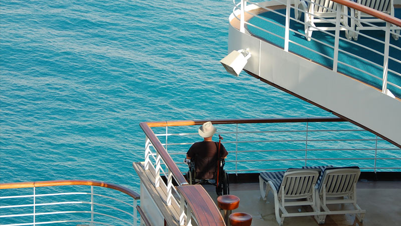 Man in wheelchair on a cruise